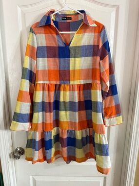 SHEIN Women’s Retro Style Boho Plaid Dress Size M. AP-147